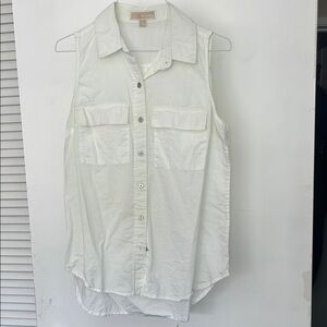 MICHAEL Michael Kors White Sleeveless Button-Down Shirt